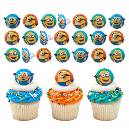 DecoPac Minions Phil cupcake ring on a cupcake, adding playful charm