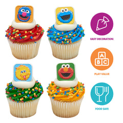 DecoPac Sesame Street rings featuring Big Bird, ideal for birthday cupcakes.