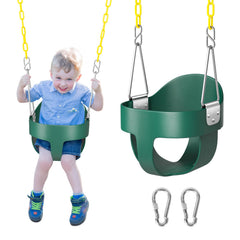 DECORLIFE toddler swing bucket seat offers secure back support for outdoor play.