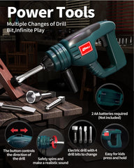 Deejoy drill bits set for versatile pretend construction