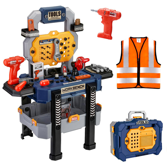 Deejoy kids bench with realistic tools and drill for creative play.