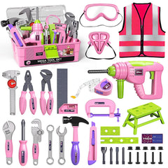 Deejoy pink toolbox with tools, encouraging imaginative play and early fine motor skills.