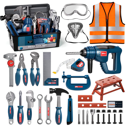 Deejoy tool-set battery-powered drill sparks imaginative construction play.