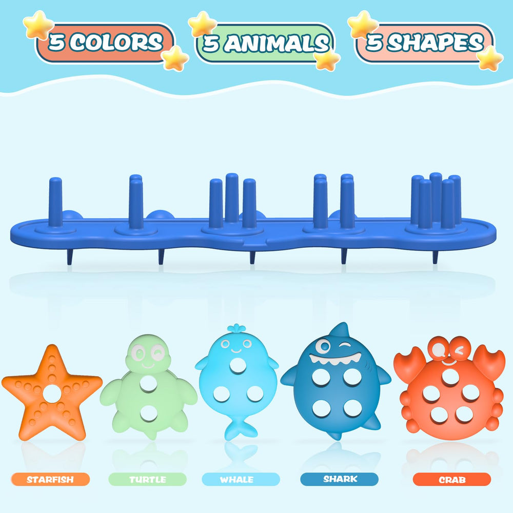 Deenwada floating bath toys with suction base attached to tub wall for stability