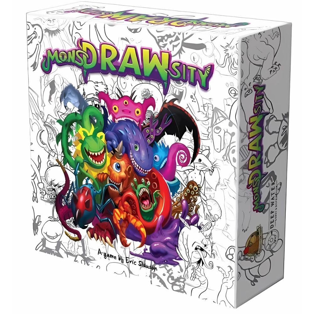 Deep Water Games MonsDRAWsity game box, quick setup for party nights and social fun.