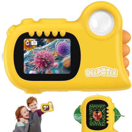 Deepoter two-in-one microscope screen for vivid, kid-friendly viewing during science play.
