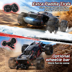 DEERC 1/14 waterproof 4WD system keeps performance in wet conditions