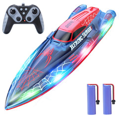 DEERC 13inch Spider RC Boat with LEDs glides in water for bold nightlife fun