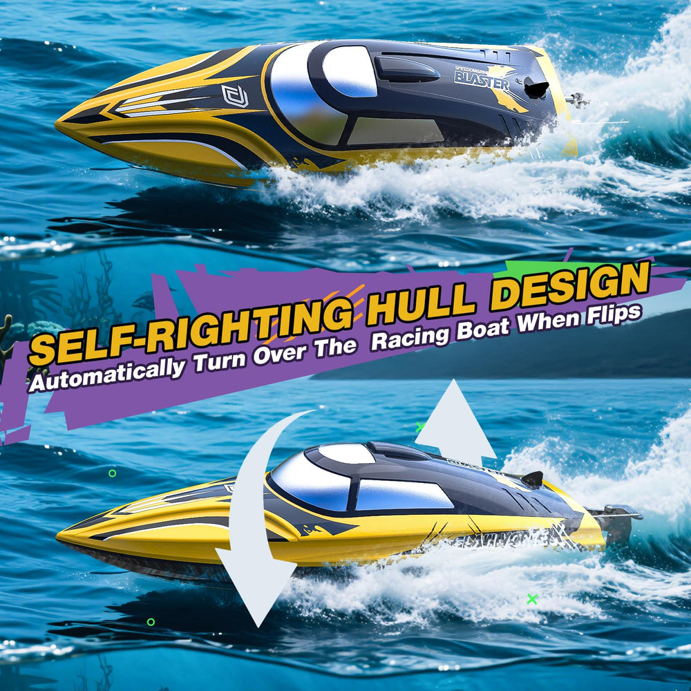 DEERC 14 RC boat dual batteries extend runtime for longer sessions.