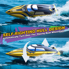 DEERC 14 RC boat dual batteries extend runtime for longer sessions.