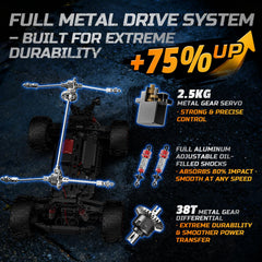 DEERC 209E 4WD drivetrain delivers solid traction on rugged terrain.