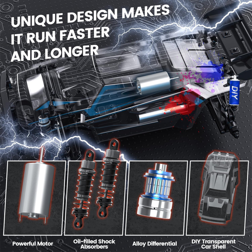 DEERC 9206E dual 1500mAh batteries extend playtime up to 40 minutes.