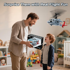 DEERC Black Hawk RC helicopter compact design for easy indoor flight storage.