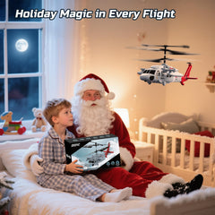 DEERC Black Hawk RC helicopter indoor-friendly design supports group play.