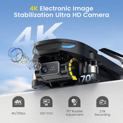 DEERC D65 2-axis gimbal keeps footage steady during outdoor flights.