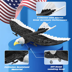 DEERC Eagle Plane lifelike bald eagle design enhances outdoor aerial displays.