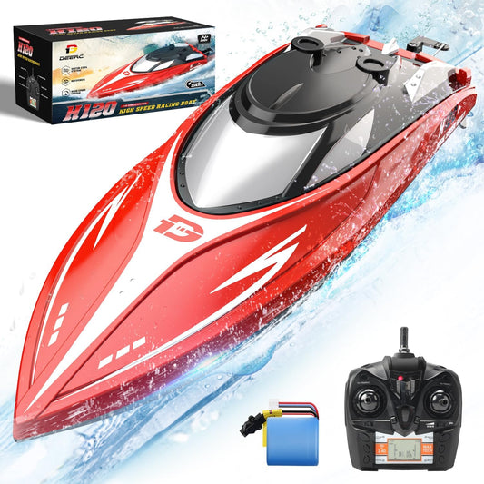 DEERC H120 fast RC boat delivering high speed for pool and lake racing.