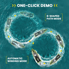 DEERC RC boat with dual batteries extends playtime and swaps.