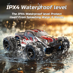 DEERC RC car 2.4GHz remote offers precise, responsive control.