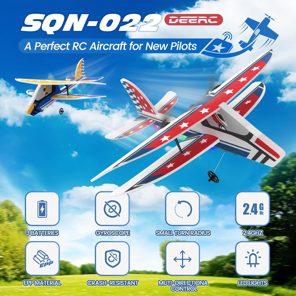 DEERC RC plane with 6-axis stabilizer demonstrates smooth control for beginners.
