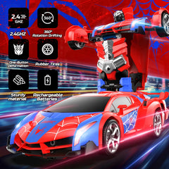 DEERC Spider RC Car LED lights illuminate dynamic moves.