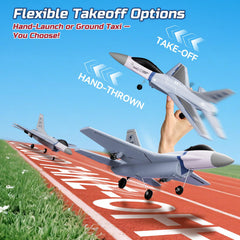 DEERC F16 RC plane with extra battery enables longer practice sessions