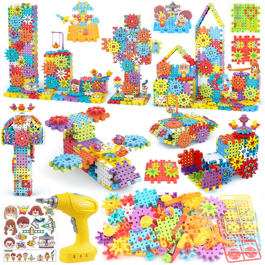 DEKILEA 234-piece gear building set with motor for hands-on STEM play