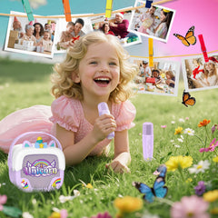 Delighkidz unicorn karaoke machine battery indicator for up to six hours of use