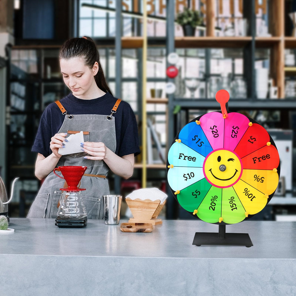 Delizon classroom activity wheel used for educational review games and interactive learning.