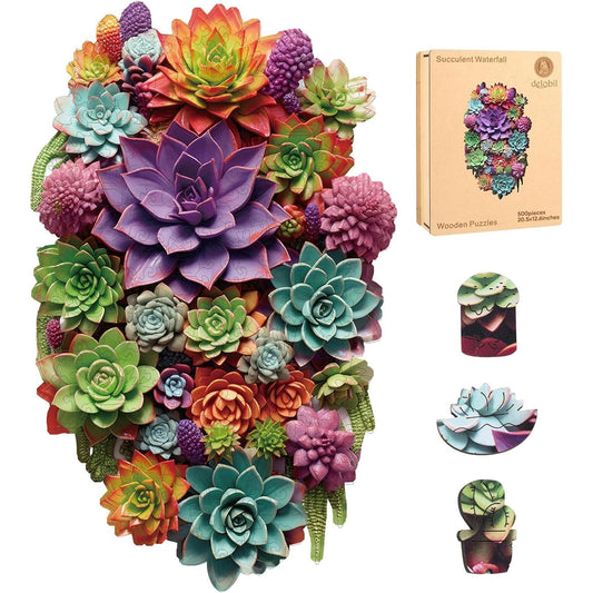Delobil succulent puzzle 500 pieces wooden design for mindful play.