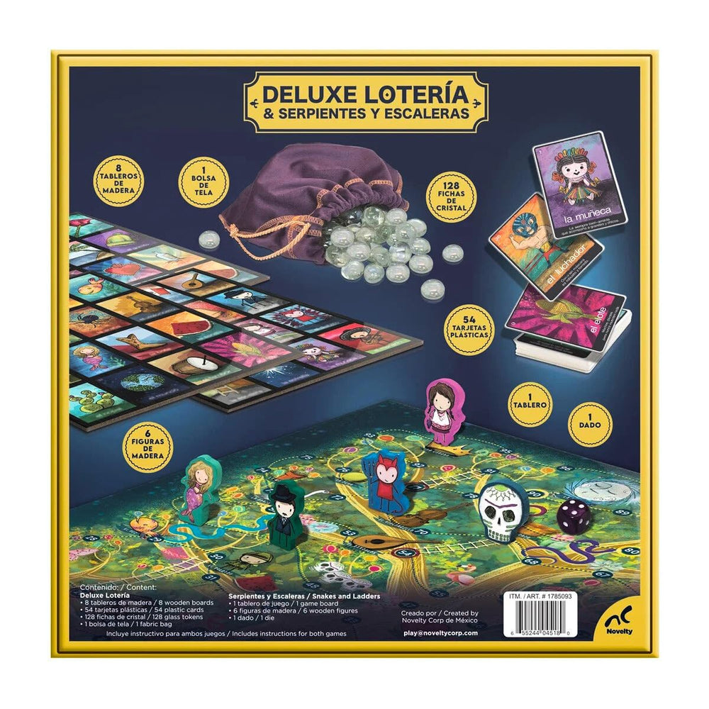 Deluxe Loteria Snakes & Ladders wooden figures ready for action-packed rounds