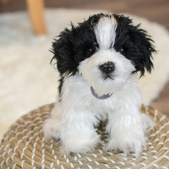 DEMDACO Animalcraft Havanese plush with detailed facial features for lifelike appeal.