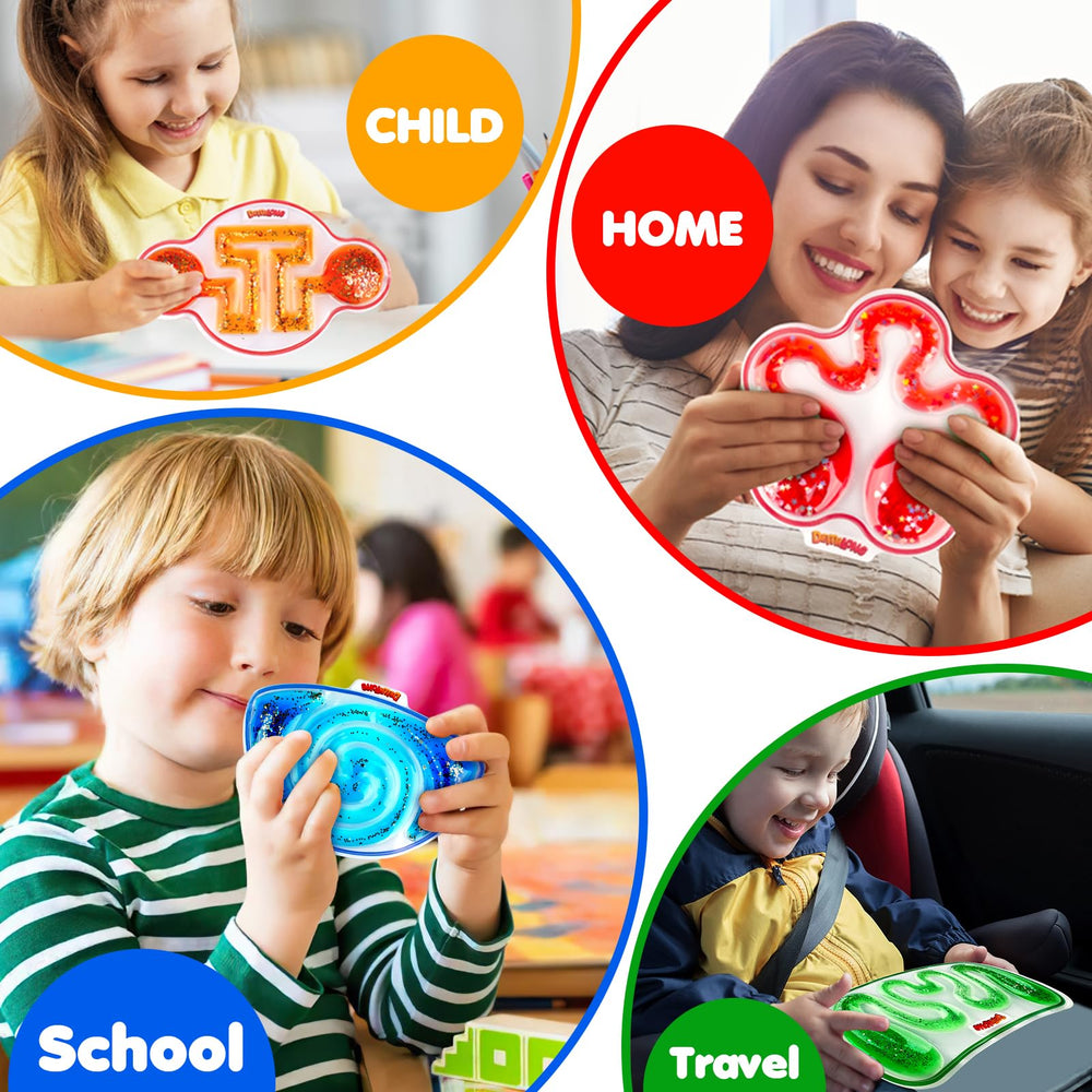 Demilong liquid-glitter beads tube highlighting colorful contents for sensory exploration.