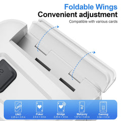 Demolike automatic card shuffler fits in a backpack for travel