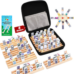 Demteric Mexican Train dominoes tiles with double-12 dots for easy reading during family play.