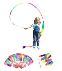 Dervea rainbow ribbon wand for group dance at kids party