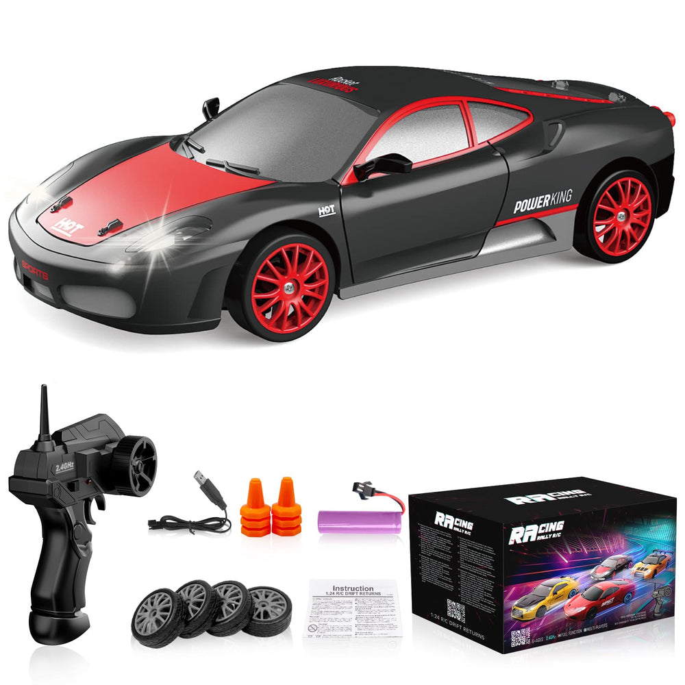 Desdoni RC drift car with front LED lights for night driving.