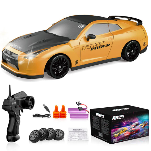 Desdoni RC drift car front view with LED lights for night races