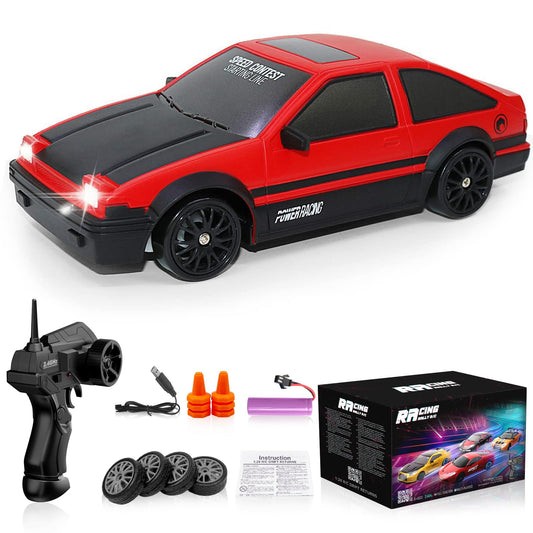 Desdoni RC drift car front view with LED lights for night-time visibility