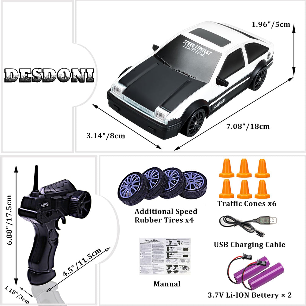 Desdoni RC Drift Car remote control with 2.4GHz stability