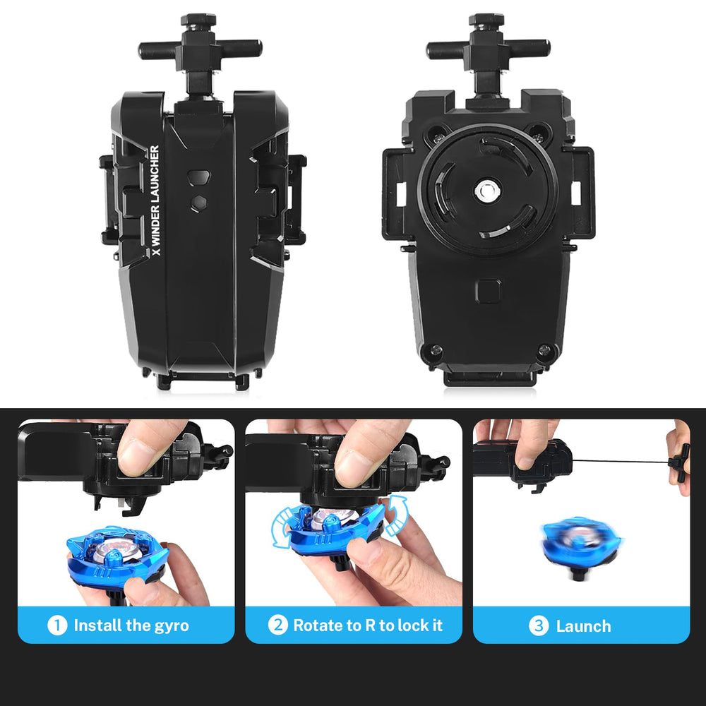 DEZAWRTY Gyro X Battling Blade Set top closeup highlights spin action and grip ergonomics.