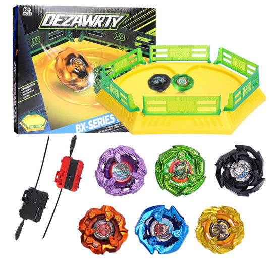 DEZAWRTY gyro top spinning fast during a tabletop battle.