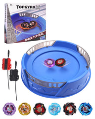 DEZAWRTY X Stadium Battle Set with X-Celeration Rail boosts blade speed during clashes