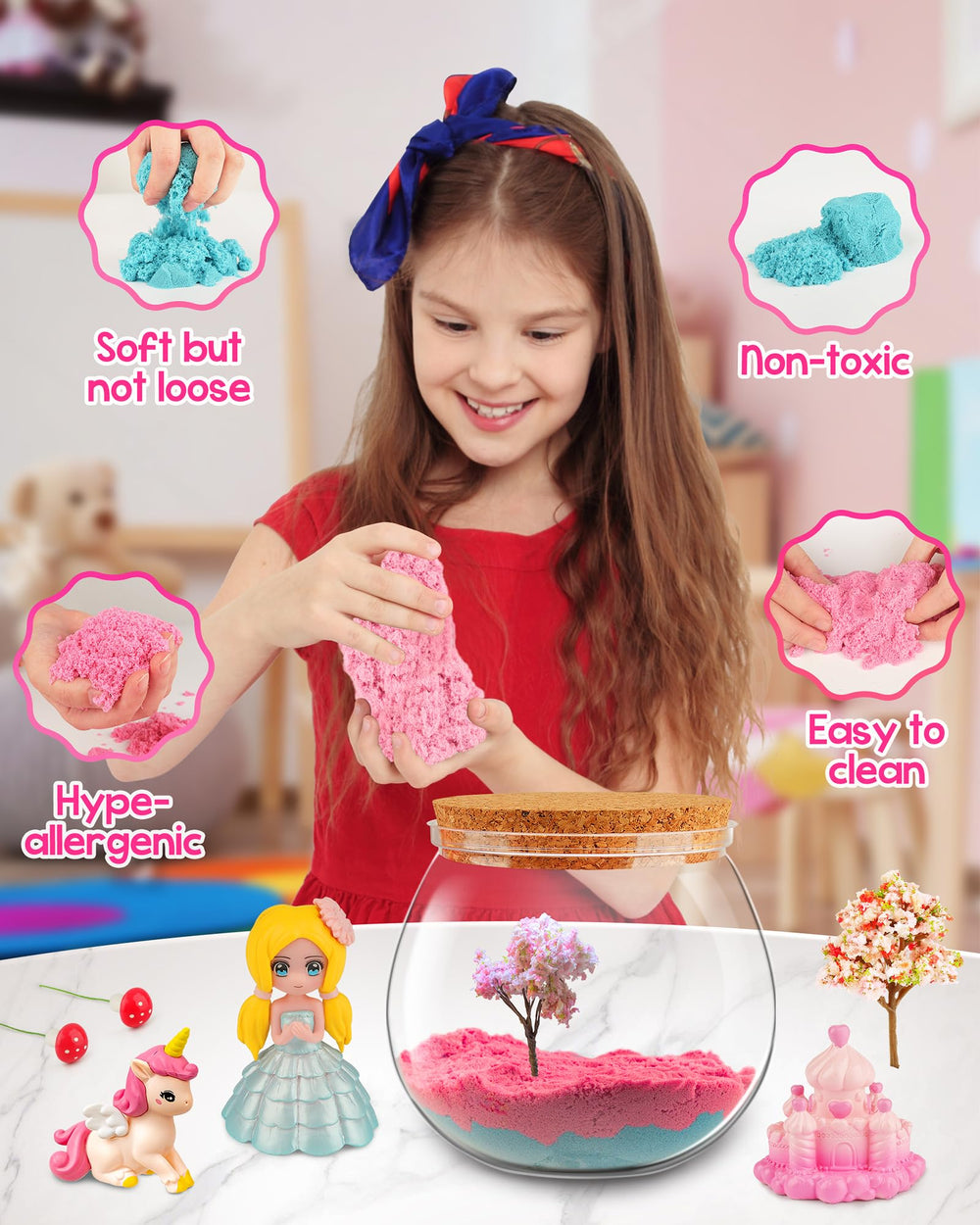 D-FantiX castle and mushroom decor adding a magical garden scene to bedrooms.