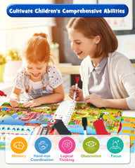 D-FantiX search and find book mats and markers kit demonstrates reusable learning through dry-erase play.