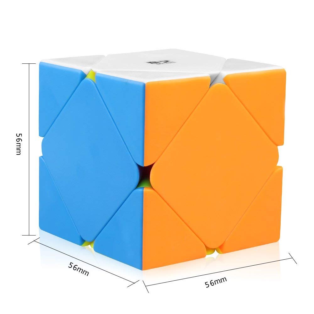 QiCheng Skewb top view shows stickerless frosted surface with firm grip