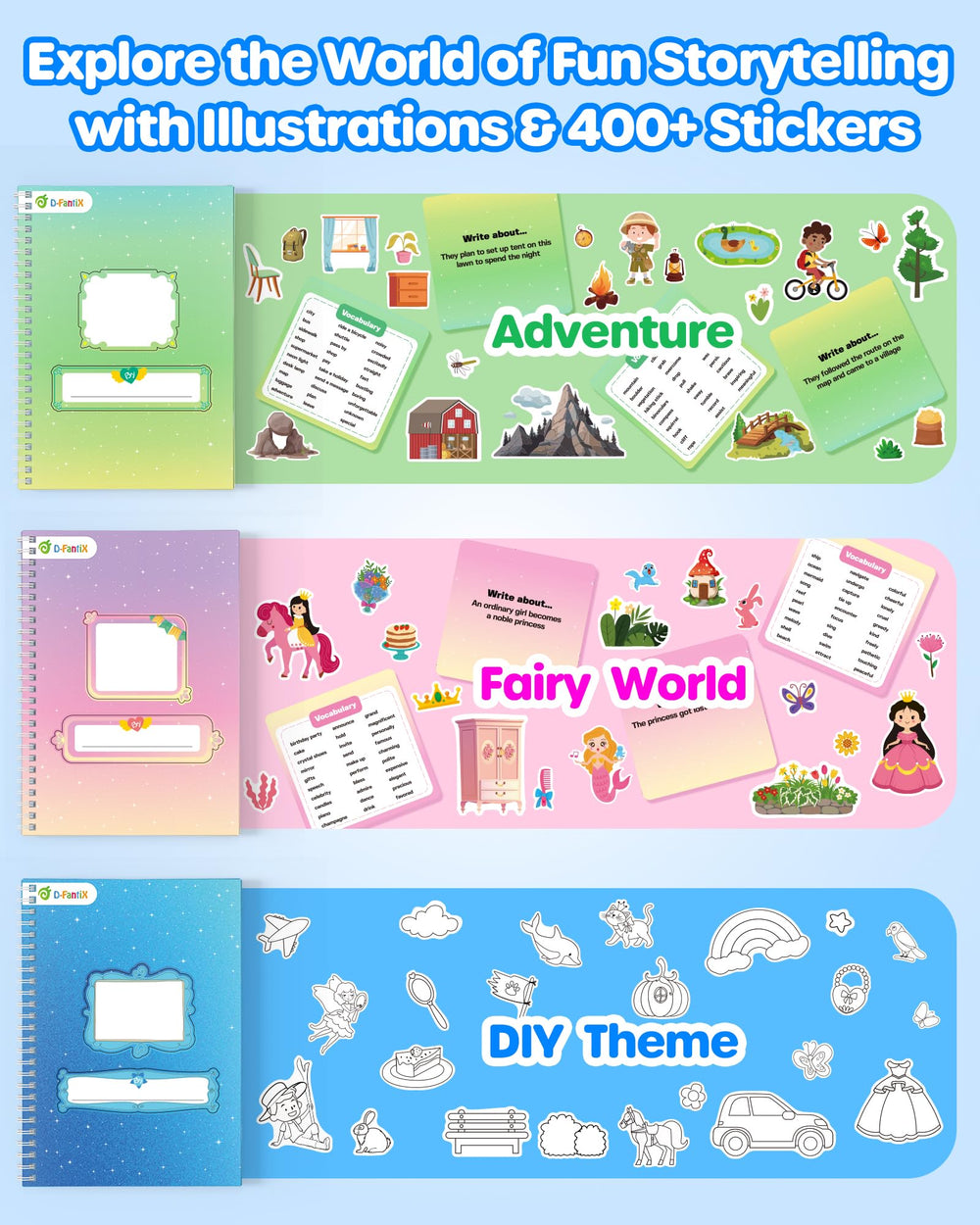 D-FantiX 300-plus color stickers for vibrant art scenes