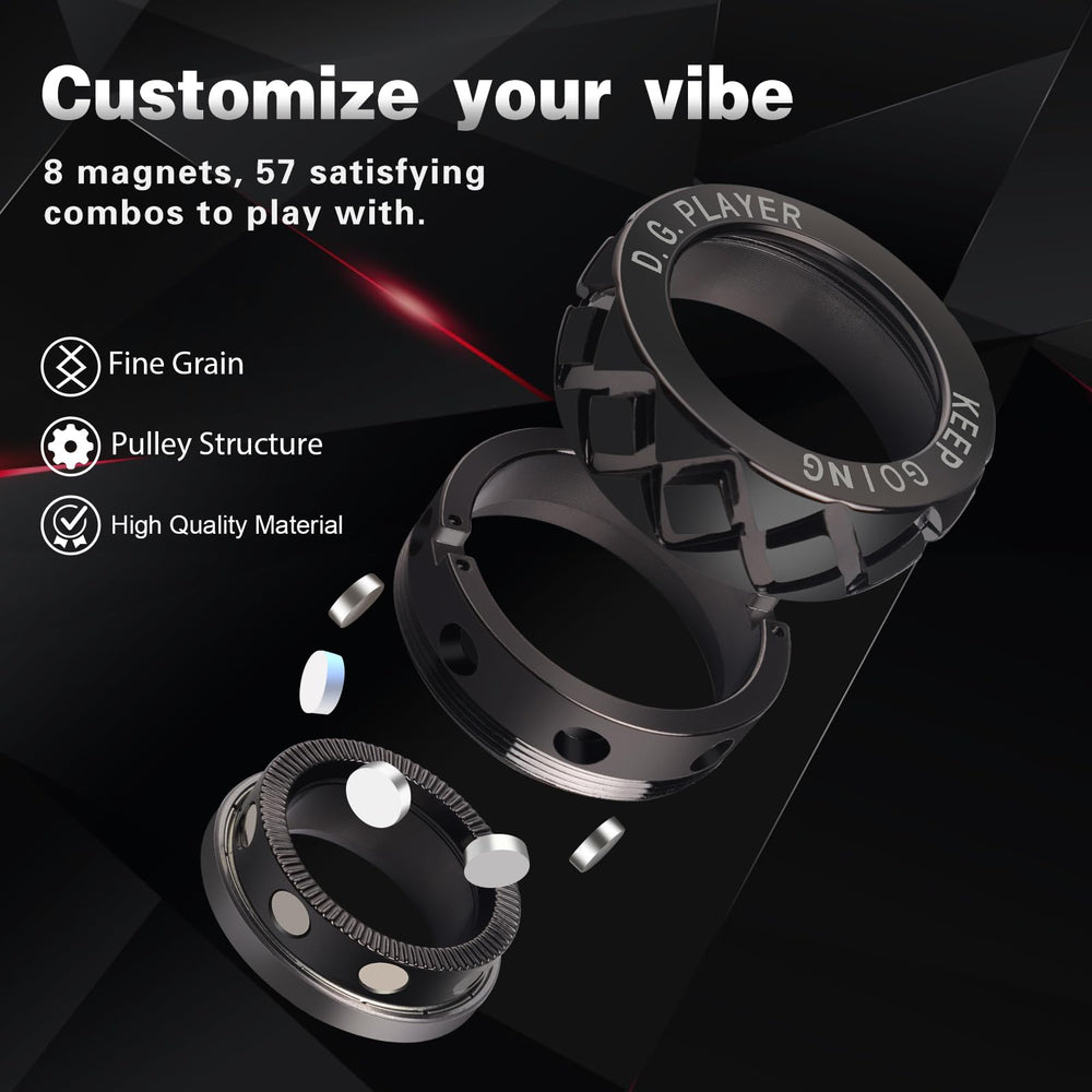 D.G.PLAYER stainless steel fidget ring closeup showing durable finish