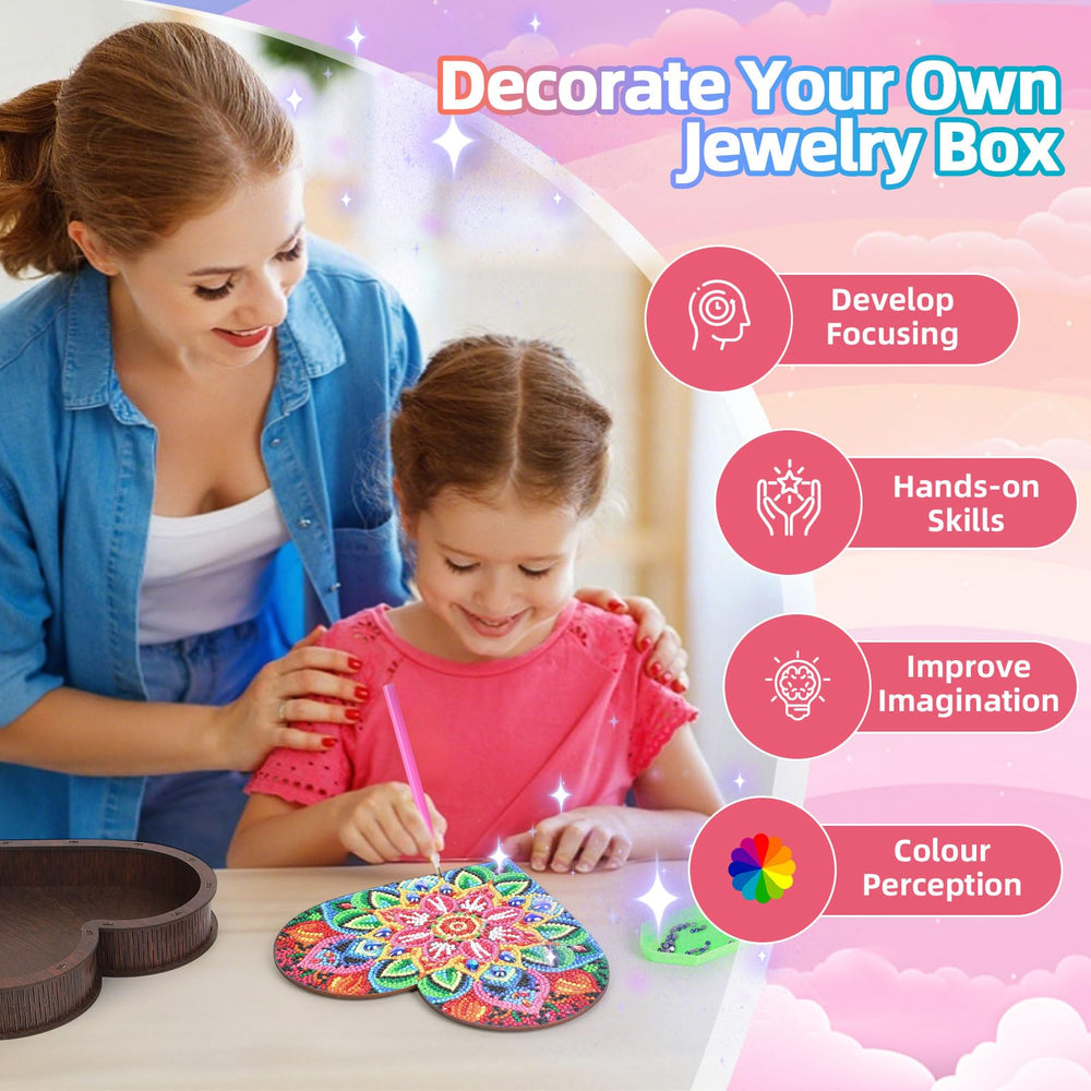 Diakud kit showcases colorful gems in a close-up with varied shapes.