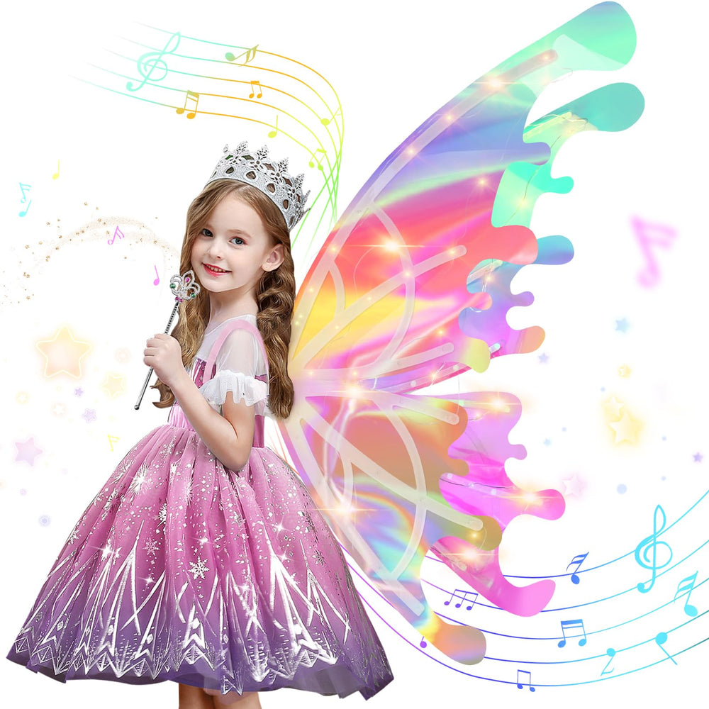 Diakud Light Up Butterfly Wings close-up showing vivid colors for magical dress-up play.